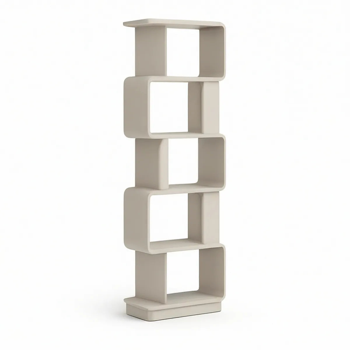 Fritstående gulvreol med 5 åbne rum, 45 x 30 x 180 cm, MDF, creme